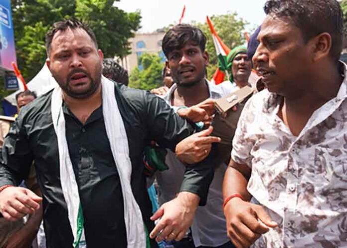 Tejashwi Yadav detained during protest march in Patna