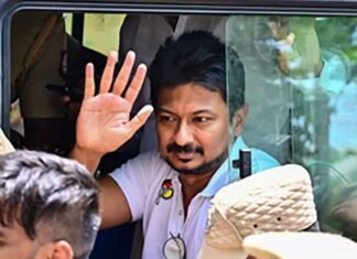 Udhayanidhi Stalin Refuses to Get Down From Police Vehicle During Thanjavur Questioning Udhayanidhi Stalin refuses to leave police vehicle