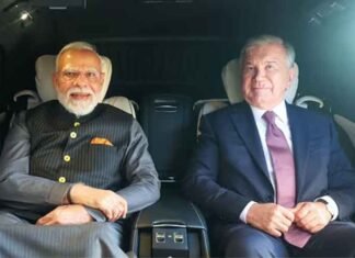 PM Modi Begins Fourth Uzbekistan Visit, Says Bilateral Ties Have Gained Fresh Momentum Uzbekistan President Shavkat Mirziyoyev PM Modi in car