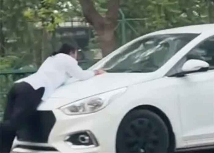 Boyfriend drags woman on car bonnet in Lucknow