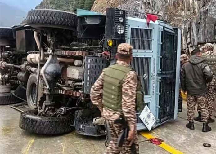 Four BSF troopers were injured after their vehicle overturned