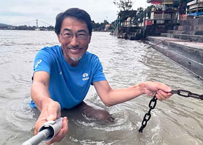 Japanese Ambassador Ono Keiichi takes a three-time dip in the Ganga in Rishikesh