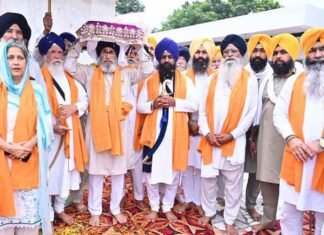 Miri Piri Khalsa March Leaves Gurdwara Sri Bhattha Sahib for Sri Anandpur Sahib Amid Sikh Chants Miri Piri Khalsa March Leaves Gurdwara Sri Bhattha Sahib