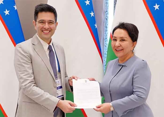 Raghav Chadha meets Tanzila Narbaeva Uzbekistan Senate Chairperson