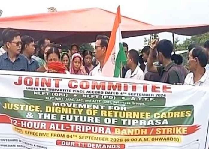 Tripura surrendered NLFT and ATTF militants launch a 72-hour highway and rail blockade