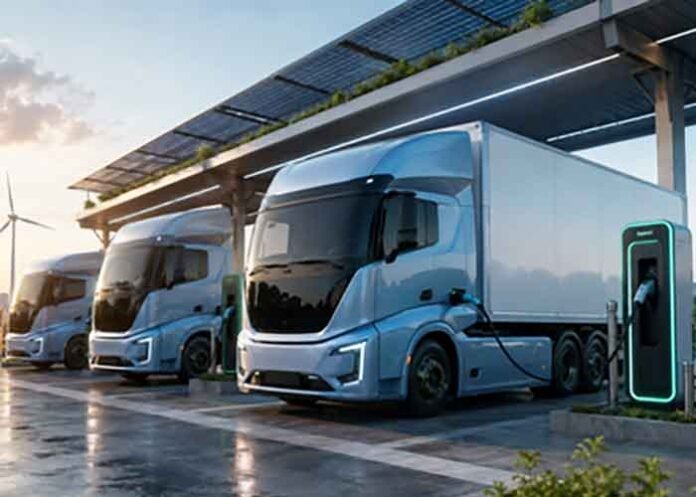electric trucks on charging