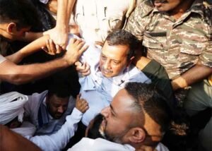 Arvind Kejriwal detained during a Delhi protest