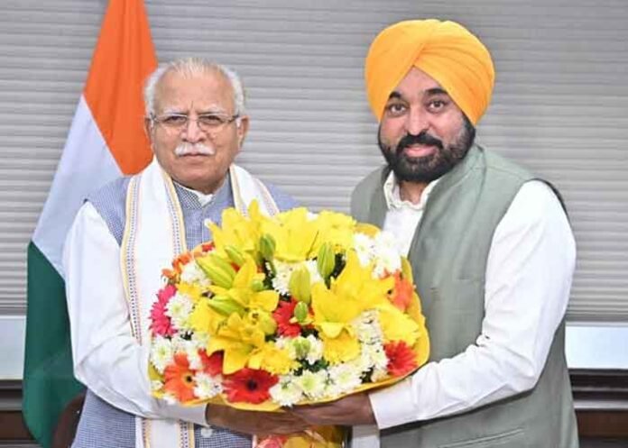 CM Mann Meets Manohar Lal Khattar