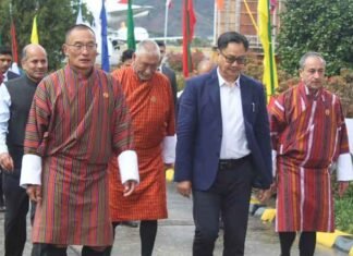 Bhutan PM Tshering Tobgay Welcomes Kiren Rijiju at Paro, Drives Him to Gelephu for 108 Stupas Ceremony Kiren Rijiju receives warm welcome in Bhutan