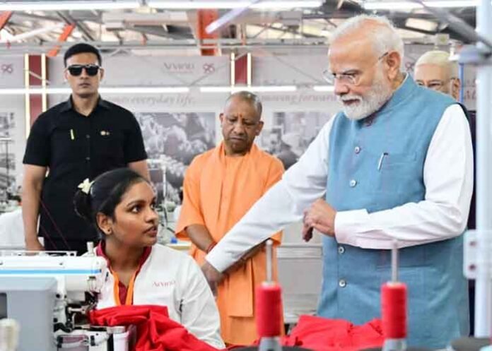 PM Modi in garment manufacturing interacts with workers