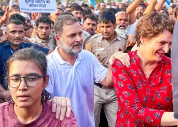 Rahul Gandhi during an INDIA Bloc march
