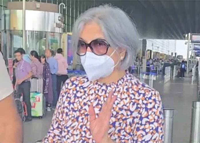 Zeenat Aman spotted at airport wearing a mask