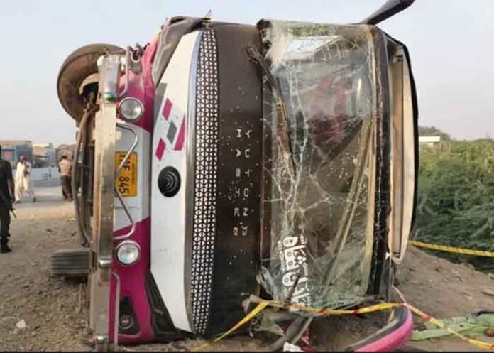 bus overturns in Pakistan Punjab province
